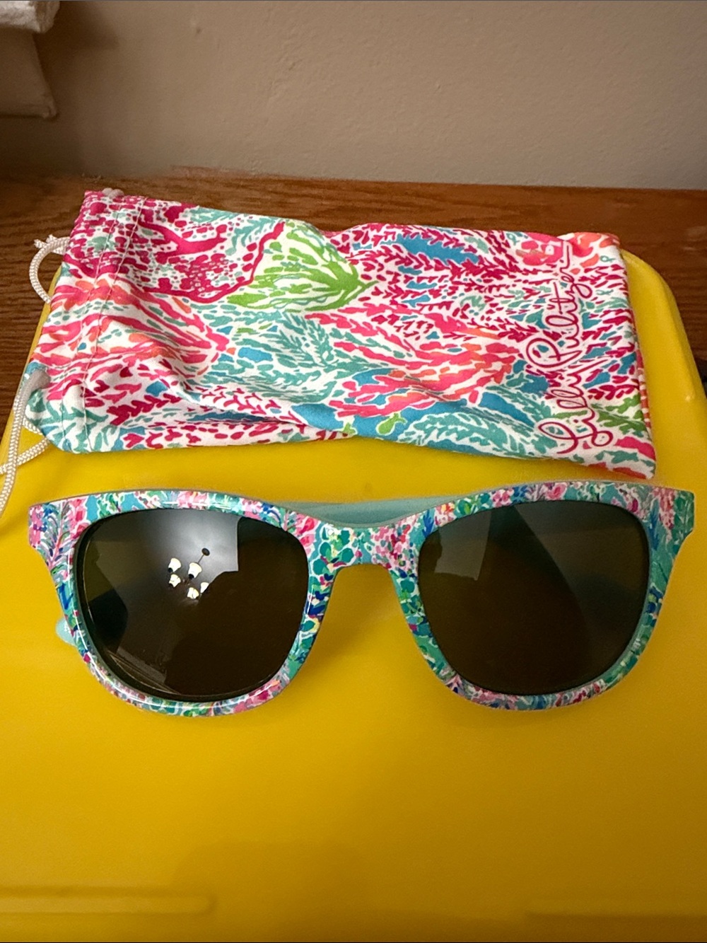 Lilly Pulitzer Floral Print Sunglasses with Matching Pouch - Multicolor